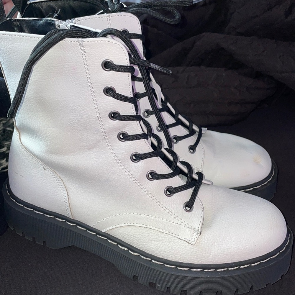 Cute white and black boots